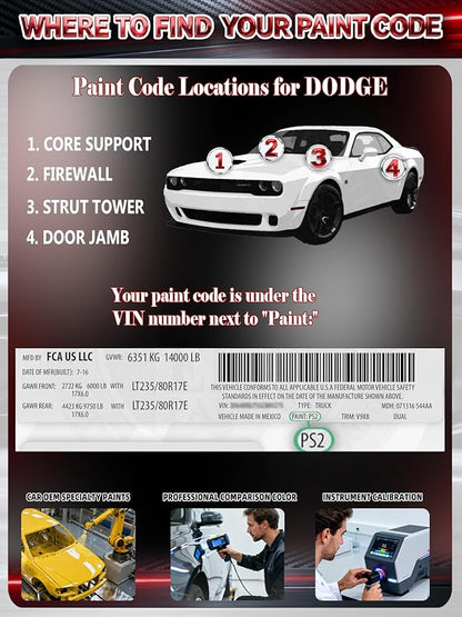 Triple Nickel(PSE/SSE) Car Touch Up Paint for Dodge, Color Accurate Two-In-One Car Paint Scratch Repair Pen, Professional Scratch Remover for Vehicles Chips and Nicks Scuff