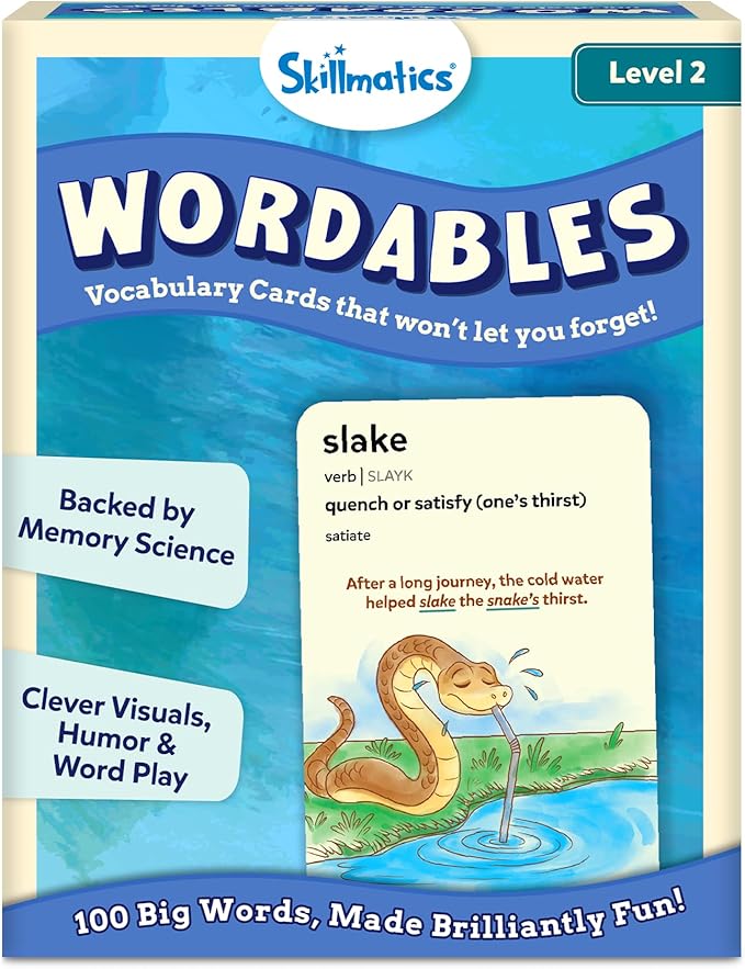 Skillmatics Vocabulary Flash Cards for Kids - Learn 100 Words with Wordplay, Visuals & Soundplay, Christmas Stocking Stuffers, Educational Gifts for Ages 10, 11, 12, & Up, Screen-Free Language Game