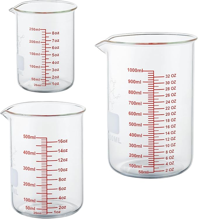 High Borosilicate Glass Measuring Cup Set-V-Shaped Spout，Includes 250ml