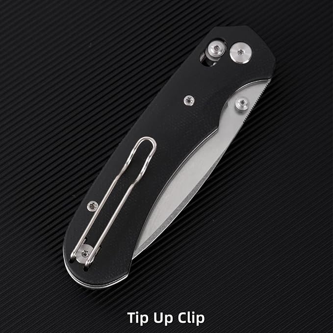 Folding Knife,Pocket Knife,3.31??154CM Blade,Erogonomic Canvas Micarta Handle,Survival Camping Knife with Pocket Clip,EDC Knife for Camping, Hunting, Hiking, Survival,Black