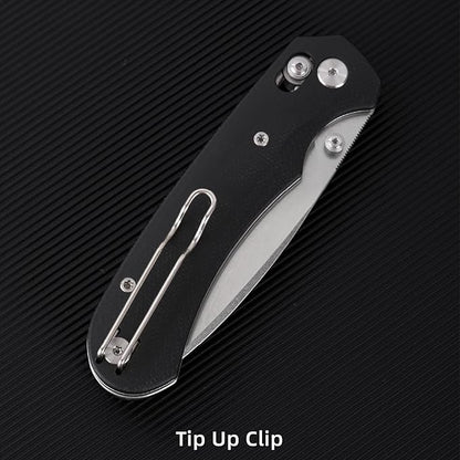 Folding Knife,Pocket Knife,3.31??154CM Blade,Erogonomic Canvas Micarta Handle,Survival Camping Knife with Pocket Clip,EDC Knife for Camping, Hunting, Hiking, Survival,Black