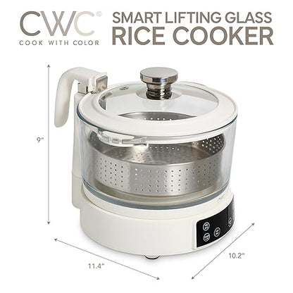 COOK WITH COLOR 3L Glass Mini Low Carb Rice Cooker – Holds 2 Cups Raw/Makes 6