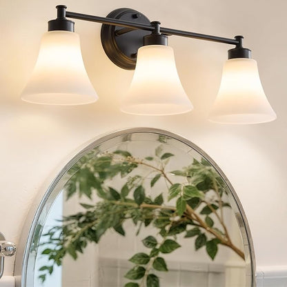 LOUSACE 3 Light Bathroom Vanity Light Matte Black Bathroom Lighting Fixtures