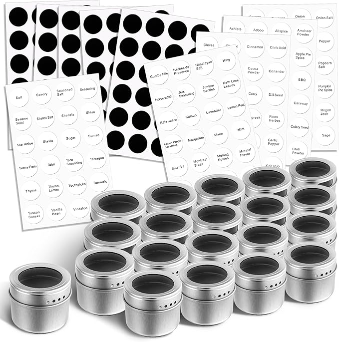 Bekith 20 Pack Magnetic Spice Jars, Magnetic Spice Containers