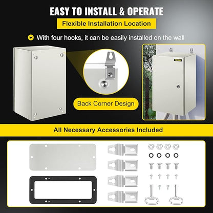 VEVOR NEMA Steel Enclosure, IP66 Waterproof & Dustproof, Outdoor/Indoor
