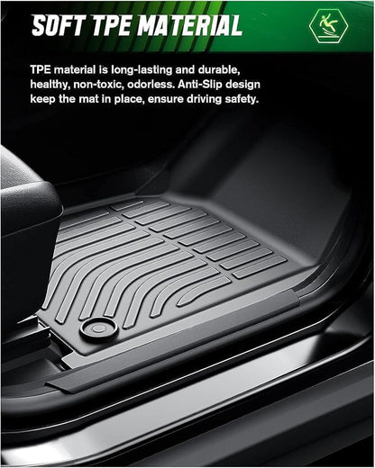 VIWIK Floor Mats for Toyota Tacoma 2018 2019 2020 2021 2022 2023 (Only for Double Cab) Automotive All Weather Custom Fit Floor Liner for 1st and 2nd Row Car Mats TPE Black