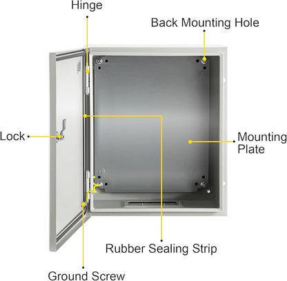 VEVOR NEMA Steel Enclosure, IP66 Waterproof & Dustproof, Outdoor/Indoor