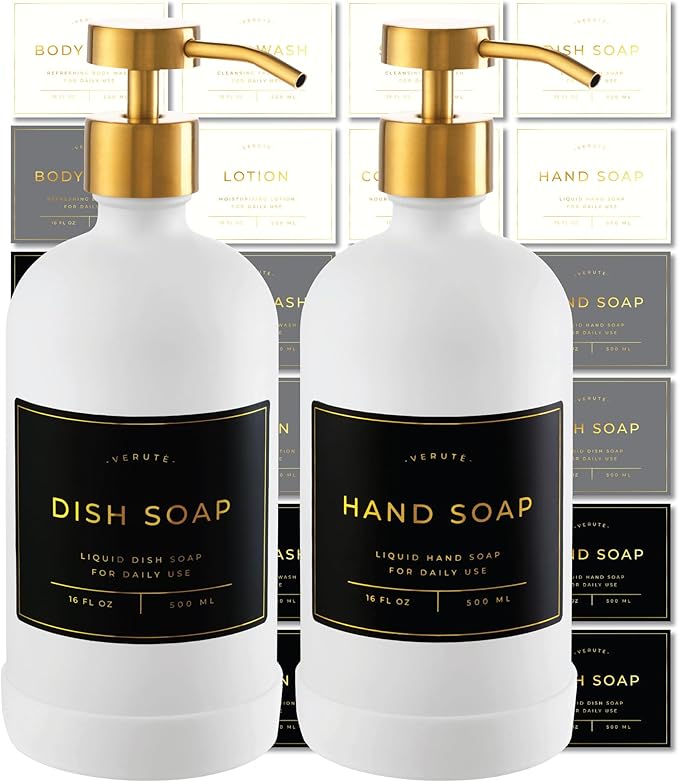 Hand and Dish Soap Dispenser for Kitchen and Bathroom, Stainless Steel Pumps