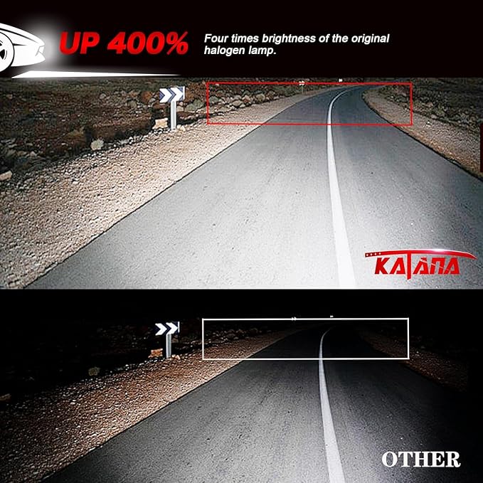 KATANA 9006 Light Bulb, HB4 Bulb 16000LM Super Bright 70W 6500K Mini Size Plug and Play Fog Light Bulb of 2