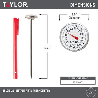 Taylor Instant Read Analog Meat Food Grill BBQ Cooking Kitchen Thermometer