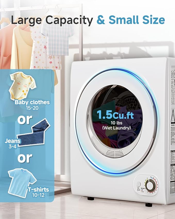 110V Portable Dryer – 850W Compact Clothes Dryer