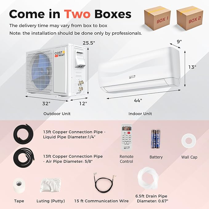 COSTWAY 24000BTU Mini Split Air Conditioner& Heater, 18.5 SEER2 208-230V