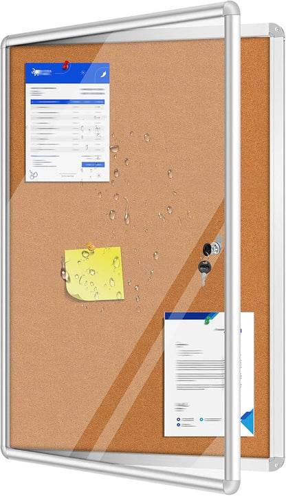 Magula Enclosed Cork Bulletin Board Tamper-Proof Dispaly Case, Aluminium Frame