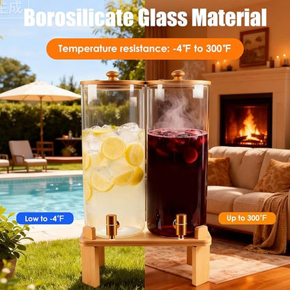 2 Gallon 2 Pack large Glass Drink dispenser