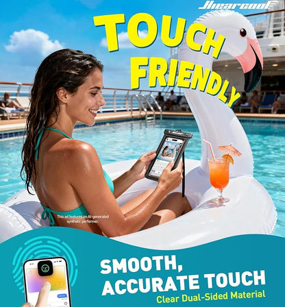 Hiearcool Waterproof Pouch for iPhone, Waterproof Phone Bag Travel Essentials Cruise Accessories Must Haves-4Pack Black