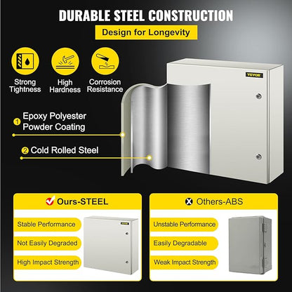 VEVOR NEMA Steel Enclosure, IP66 Waterproof & Dustproof, Outdoor/Indoor