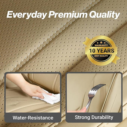 Coverland Custom Fit Car Seat Covers for SUV Compatible with [Voyager, Grand Caravan, Odyssey, Passport, Sienna] Premium Waterproof Non-Slip Interior Seat Protector [Front Beige - Size Chart A30]