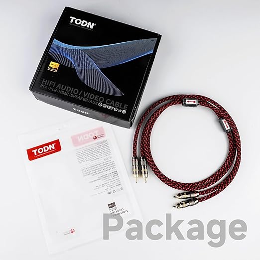 TODN High End RCA Cables for Audiophile RCA Male to Male Stereo Cord for Car