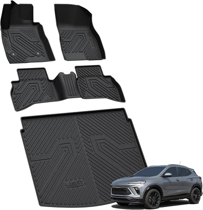 LASFIT Floor Mats & Cargo Mat for Buick Encore GX 2020-2026(Only Fit AWD), TPE All Weather Custom Fit 1st & 2nd Row Rubber Car Mats and Cargo Liner(Lower Position) for Buick Accessories, Black