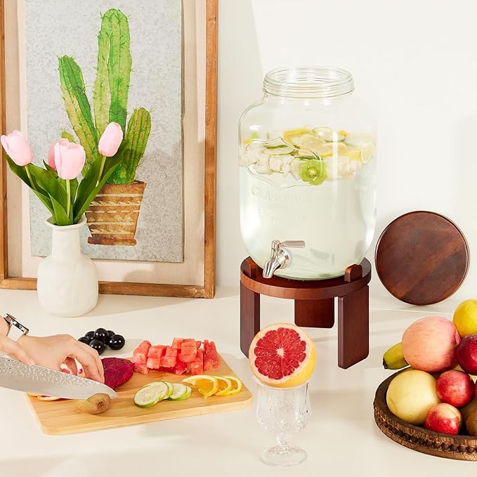 1 Gallon Drink Dispenser for Parties, Glass Beverage Dispenser
