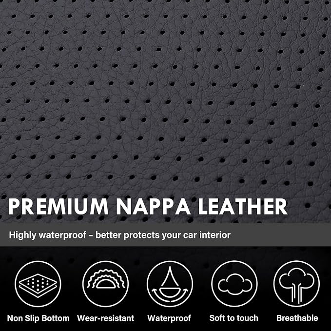 Coverado Chevy Silverado Seat Covers Full Set, Faux Leather Car Seat Covers Fit for 2014-2018 1500, 2015-2019 2500HD 3500HD Chevy Silverado GMC Sierra Crew Double Extended Cab(Blueline)