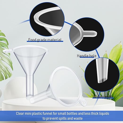 Hoolerry 100 Pcs Small Funnel for Filling Small Bottles Clear Plastic Mini