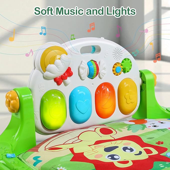 CUTE STONE Baby Gym Play Mat, Play Piano Gym with Tummy Time Activity Mat, Musical Activity Center for Infants Toddlers