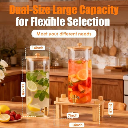 2 Gallon 2 Pack large Glass Drink dispenser