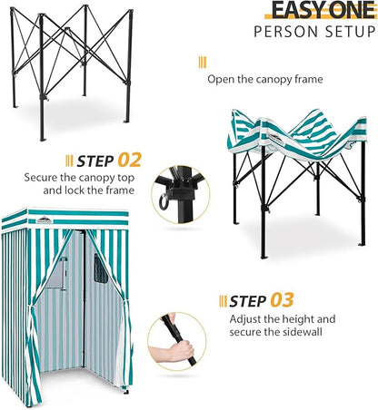 EAGLE PEAK Flex Compact 4x4 Pop-up Canopy Changing Room, Portable Privacy Dressing Room for Indoor Fashion Photoshoots, Camping, or Pool, White/Light Blue