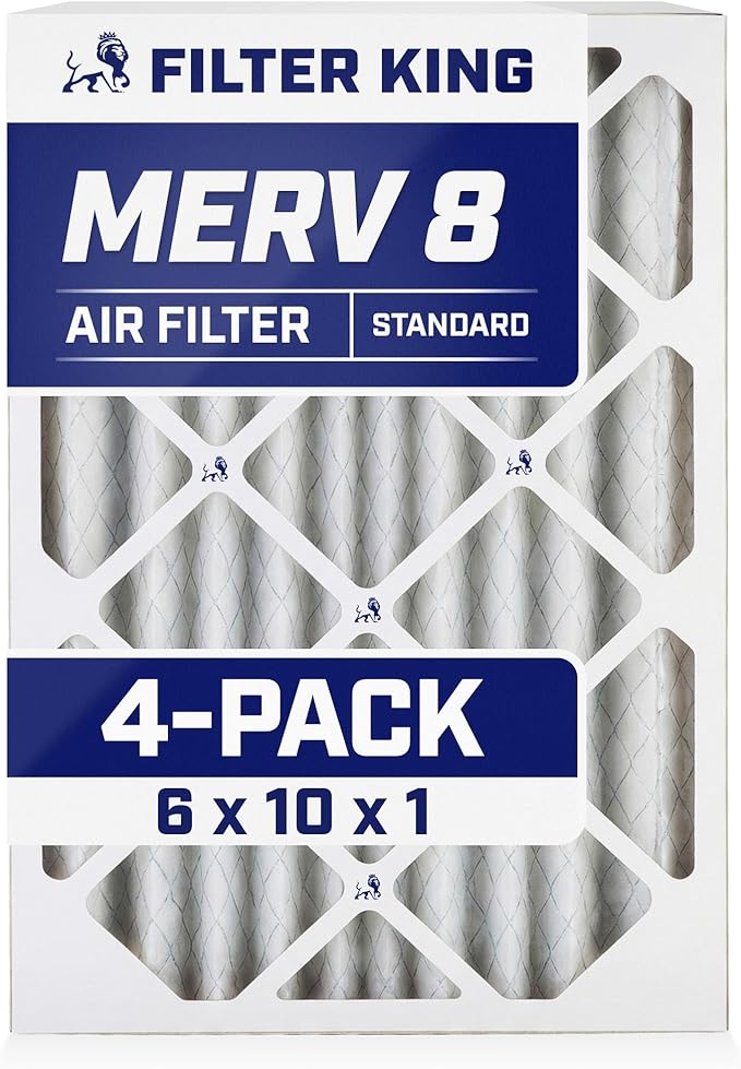 Filter King 6x10x1 Air Filter | 4-PACK | MERV 8 HVAC Pleated A/C Furnace