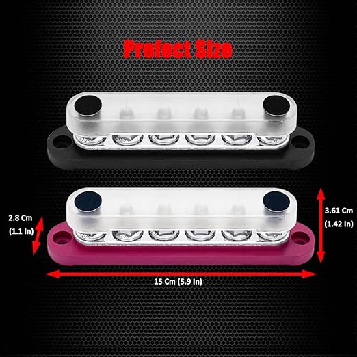 6 x M8 Studs Power Distribution Block Bus Bar 12V, Ampper 5.9" HD 200A Marine