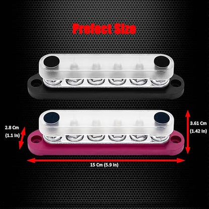 6 x M8 Studs Power Distribution Block Bus Bar 12V, Ampper 5.9" HD 200A Marine