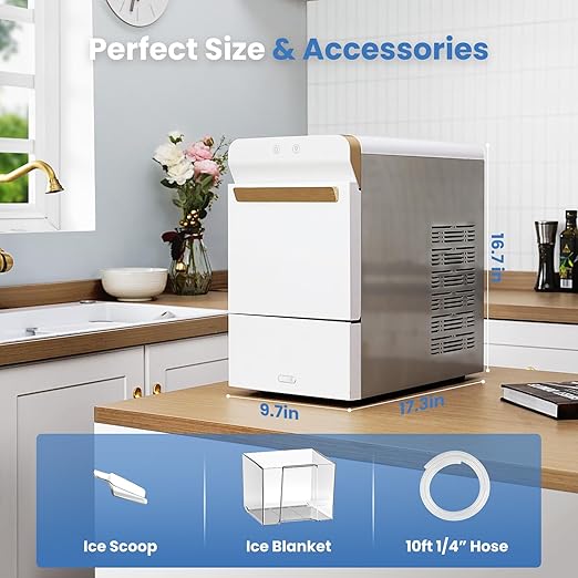 Gevi V2.0 Nugget Ice Maker, 38lbs/24H Countertop Pellet Ice Machine