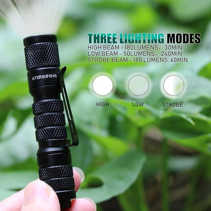 2 Pack Ultra Bright Compact EDC Keychain LED Flashlight 180lm Pocket Flashlight with Battery IPX7 Waterproof Tail Switch Flashlights for Camping, Hiking, Outdoor Activity Emergency Lighting