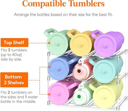 Lifewit Stackable Bottle Storage Organizer, Large Slot Water Bottle Tumbler Cup