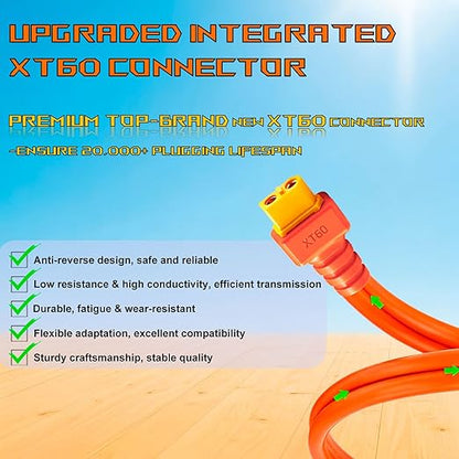 iHaospace XT60 to Solar Connector Cable 25FT/10FT/16.4FT 12AWG, XT60 Extension