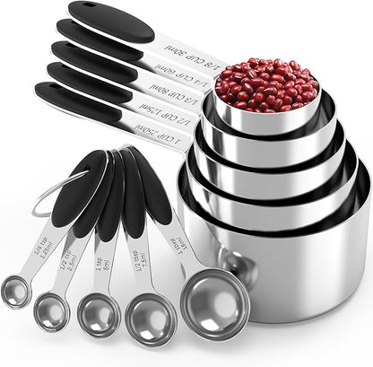 TILUCK Measuring Cups and Spoons Set, Stainless Steel, Kitchen Utensils