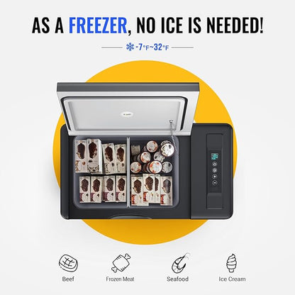 BougeRV 12 Volt Refrigerator 12V Car Fridge 30 Quart Portable Freezer
