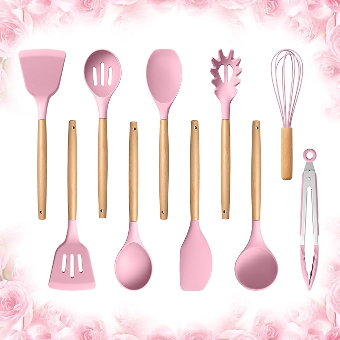 E-far Silicone Cooking Utensils Set, 10-Piece Kitchen Utensils Set