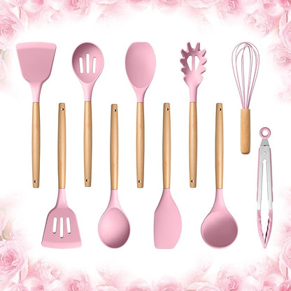 E-far Silicone Cooking Utensils Set, 10-Piece Kitchen Utensils Set