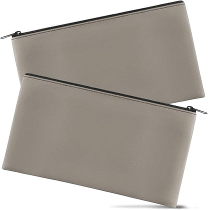 2 Pieces Money Bags With Zipper , 11x6.1 inch Money Pouch, Bank Bag, Cash Bag , Check Wallet, Cosmetics(Gray)