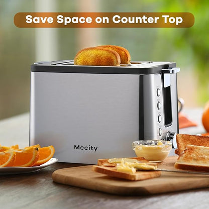 Mecity Toaster 2 Slice Stainless Steel Body, Cancel Functions, Warming Rack
