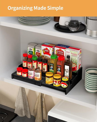 VenDotbi Spice Rack, 3-Tier Expandable Bamboo Spice Rack Organizer