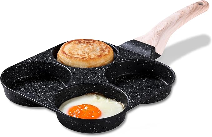 CAROTE Egg Pan Omelette Pan, 4-Cup Nonstick Granite Omelette Skillet