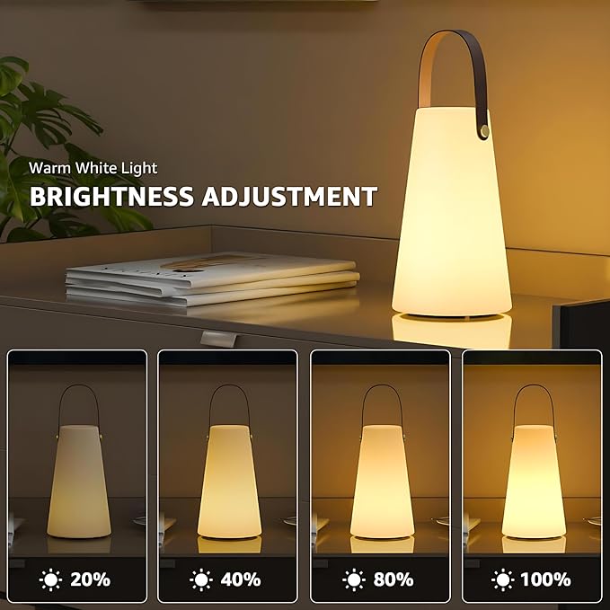Portable Outdoor Table Lamp, Cordless Rechargeable Outdoor Table Lanterns RGB LED Lights with Remote, IP44 Water-Resistant Battery Operated Hanging Lamp for Patio Garden Camping Dining Room