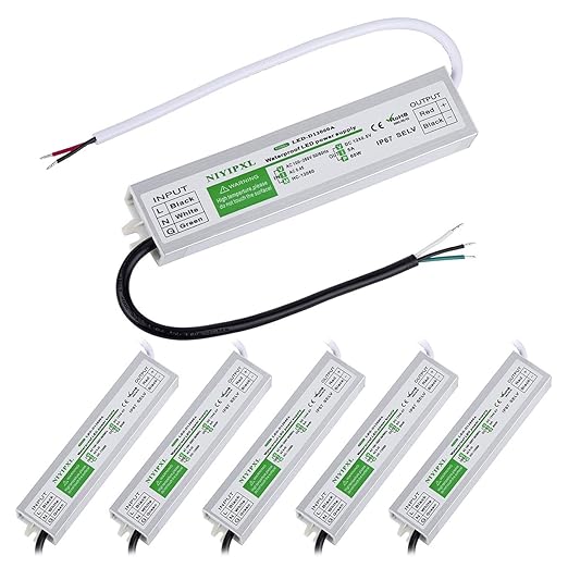 （Pack of 6） LED Driver 60 Watts Waterproof IP67 Power Supply Transformer