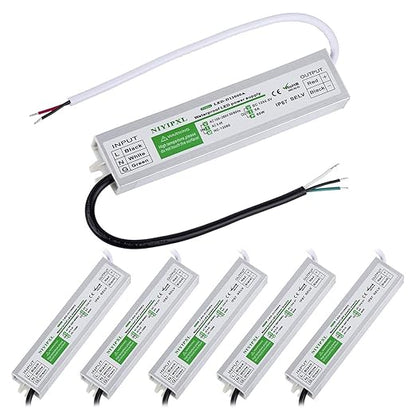 （Pack of 6） LED Driver 60 Watts Waterproof IP67 Power Supply Transformer