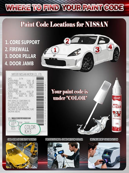 QAK Glacier White/White Car Touch Up Paint for Nissan, Color Accurate Two-In-One Car Paint Scratch Repair Pen, Professional Scratch Remover for Vehicles Chips and Nicks Scuff
