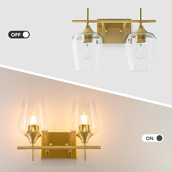 VONLUCE Bathroom Vanity Light, 2-Light Bathroom Light Fixture Over Mirror