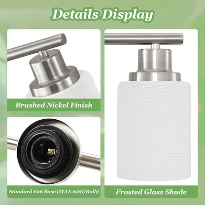 Guliaofo 2-Light Vanity Lights, Brushed Nickel Bathroom Light Fixture